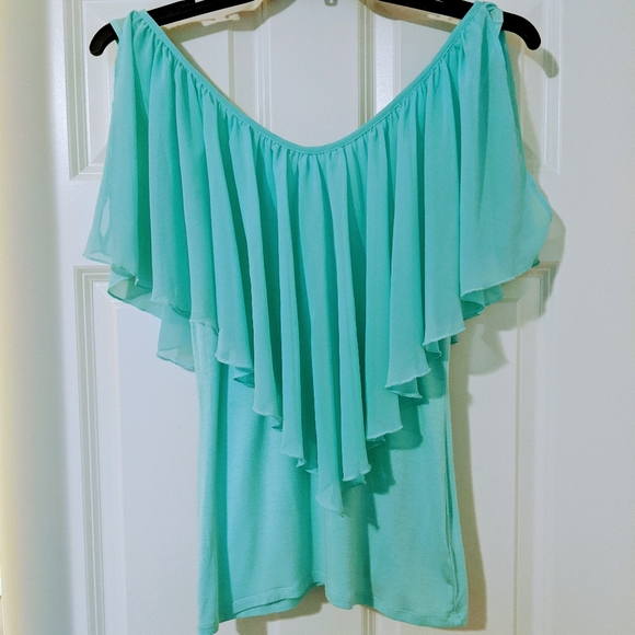 VENUS Tops - *Final* Venus Seafoam Sheer Draped Tank Top Sz M